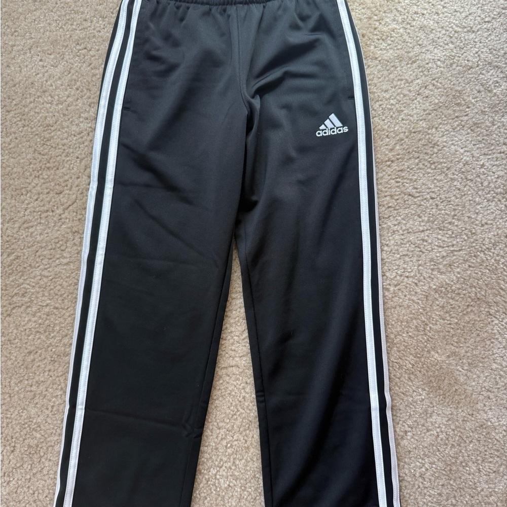 Adidas Kids Black Joggers with White Stripes